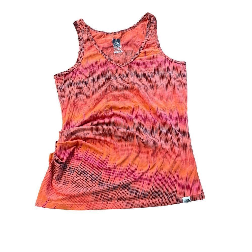 The North Face Ruched bright orange and coral Vneck tank size medium